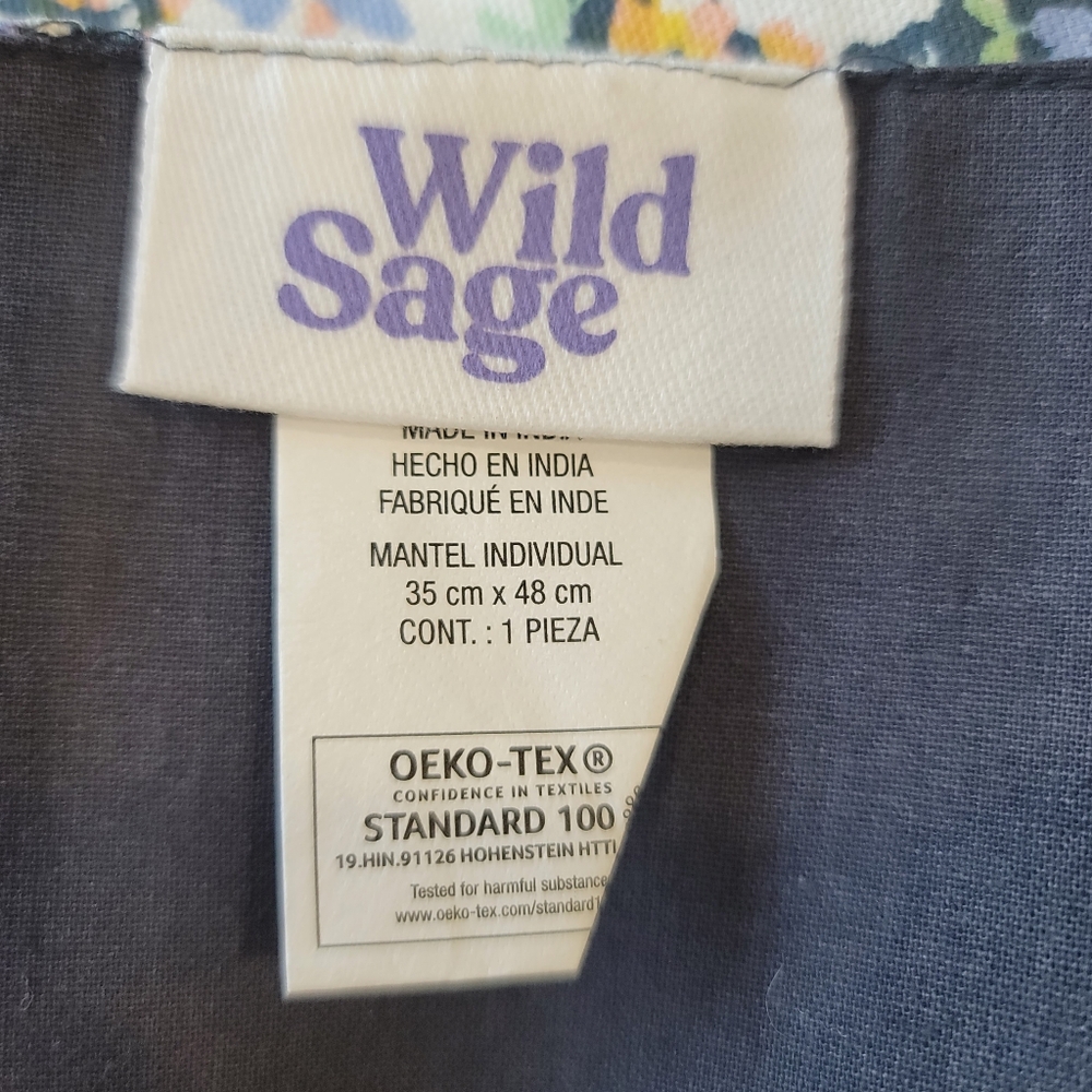 New Wild Sage Floral Set Of 6 100% Cotton Napkins Pansies Violas Placemats - Picture 6 of 10
